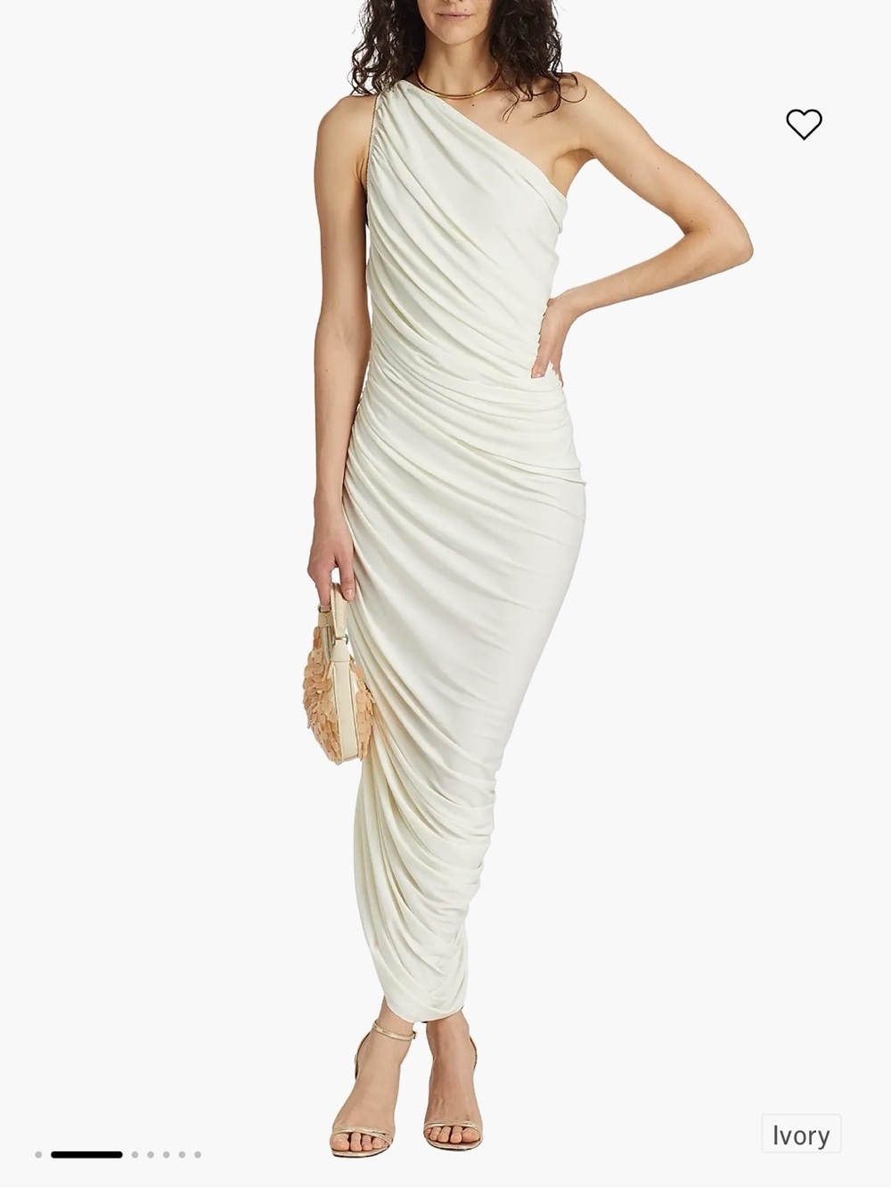 Norma Kamali Ivory One-Shoulder Ruched Maxi Dress